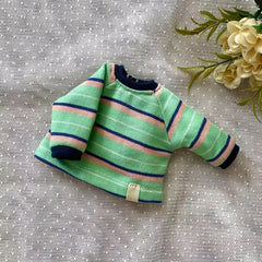 Striped Sweater Jeans Girls Long Dress Doll Clothes Set