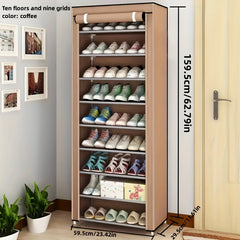 Stainless Steel Shoe Rack Dustproof Shoe Cabinet Floor Standing Shoe Storage