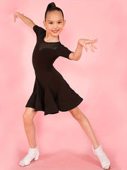 Latin Dance Dress Girls Performance Gymnastics Practice Suit