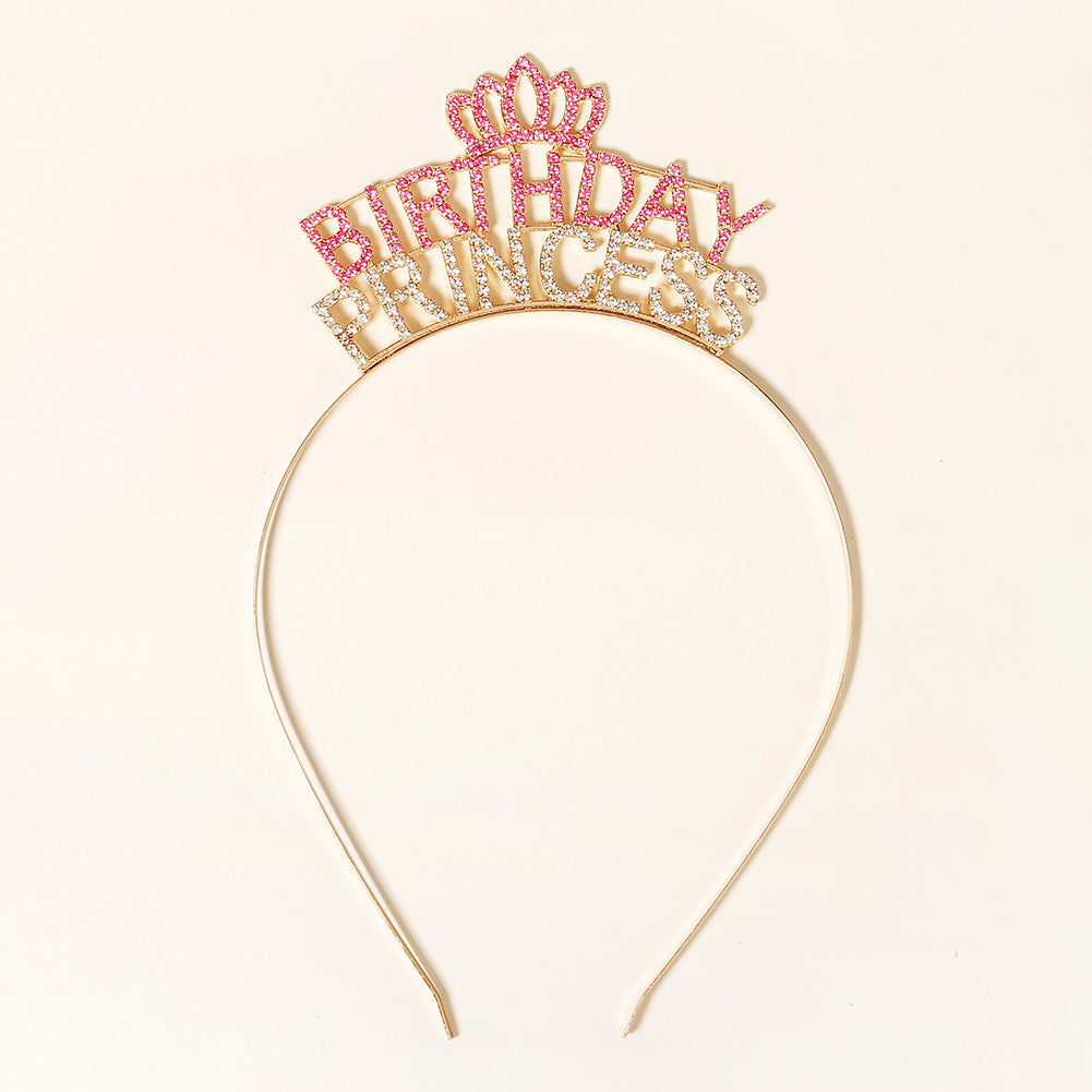 Golden Rhinestone Princess Headband Birthday Hair Band