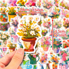 50pcs Flower Stickers Waterproof for DIY Water Bottles Laptops Phones