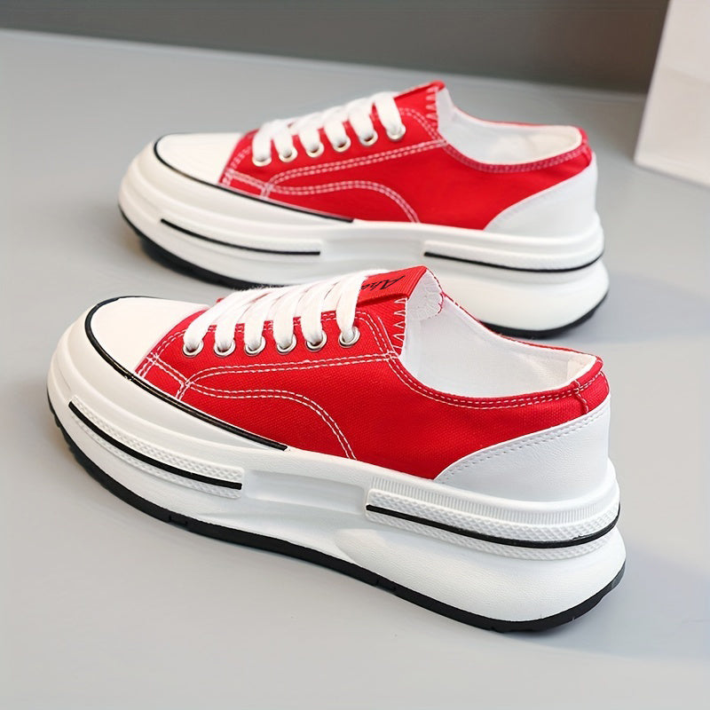 Women's Platform Canvas Shoes Casual Lace Up Outdoor Shoes