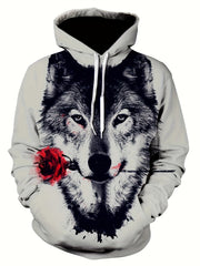 Wolf 3D Print Hoodie Men Graphic Hooded Pullover Autumn Winter