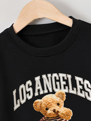 Sweater Bear Pattern Boy's 2pcs Sweatshirt & Sweatpants Set LOE ANGELES