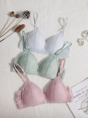 3 Pcs Floral Lace Wireless Push Up Bras Women's Lingerie
