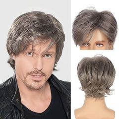 Men's Short Hair Gradient Fiber Wig Headgear