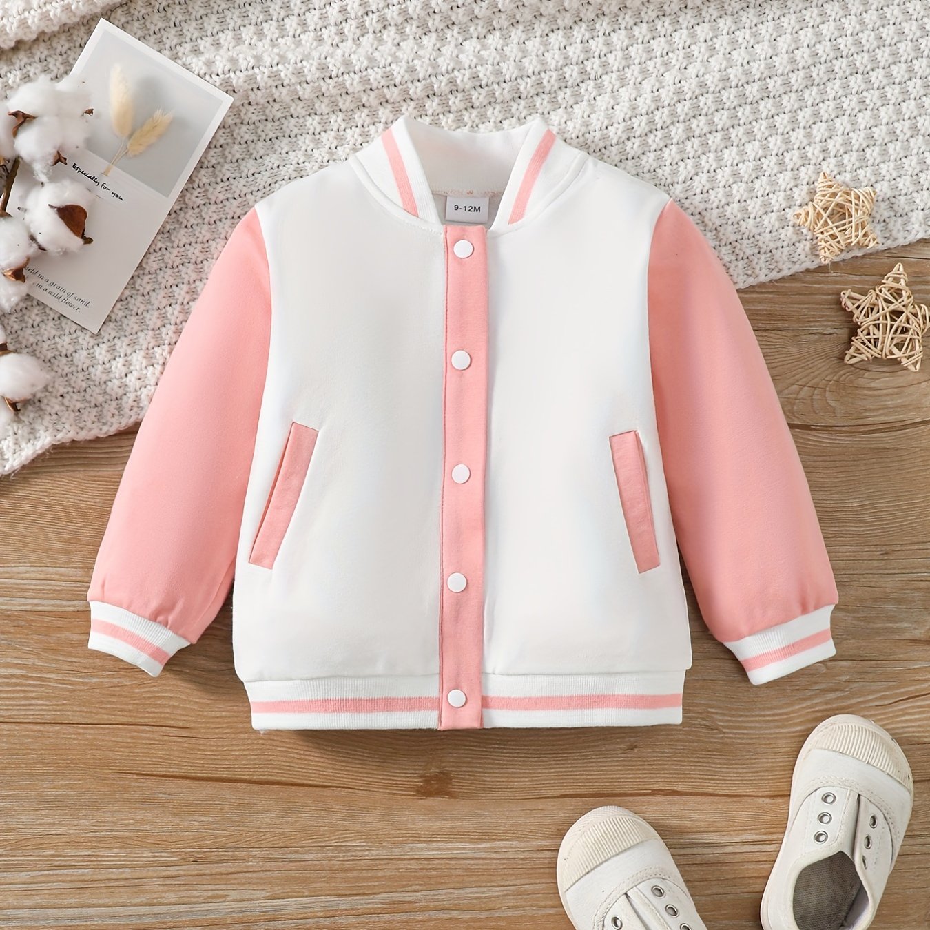 Baby Girls Casual Baseball Coat Long Sleeve Buckle Jacket For Sports