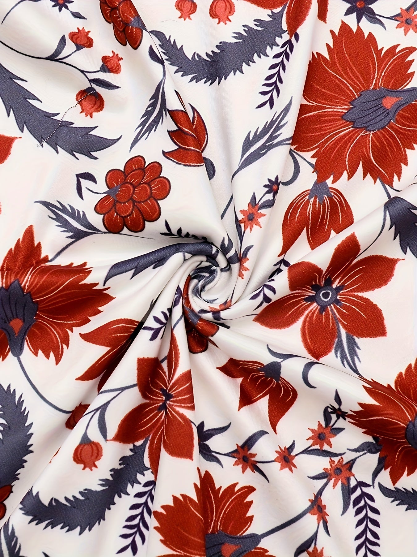 Boho Lounge Dress Floral Print Short Sleeve Round Neck High Stretch