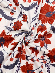 Boho Lounge Dress Floral Print Short Sleeve Round Neck High Stretch
