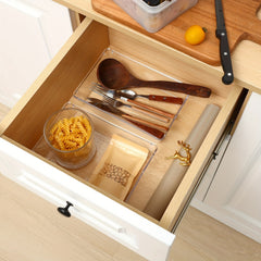 3pc Transparent Drawer Storage Box Plastic Tray with 15 Silicone Pads
