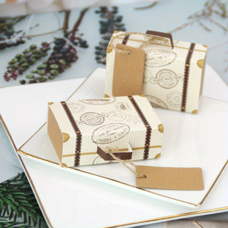 10pcs Creative Mini Luggage Gift Paper Box Jewelry Packaging Box