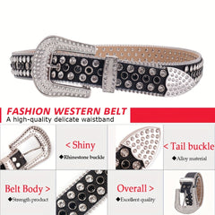 Rhinestone Belt Hip Hop Y2K Western Cowgirl Cowboy Belt