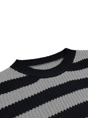 Casual Sweater Women's Plus Stripe Print Long Sleeve