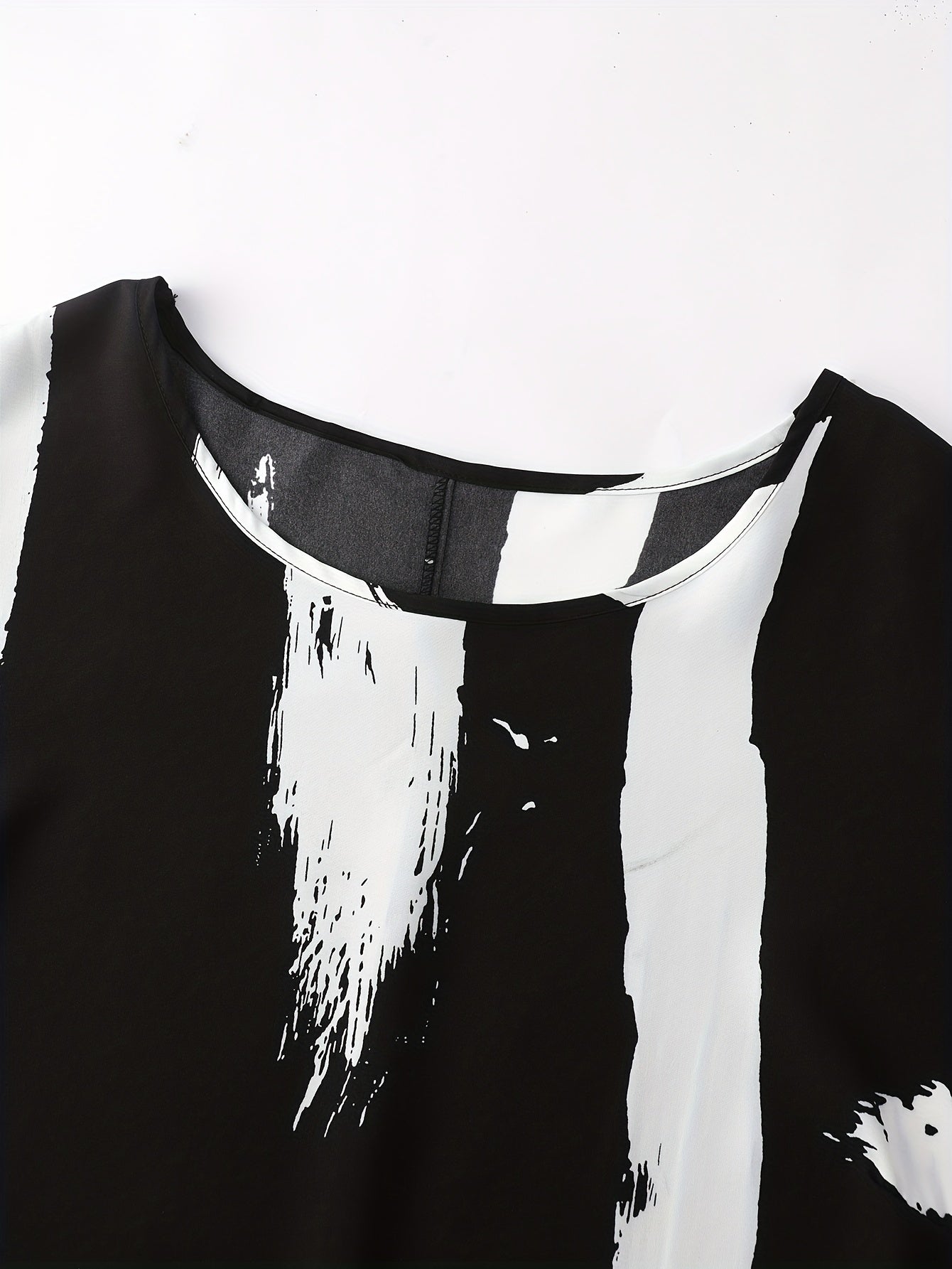 Bell Sleeve Brush Print Mini Dress