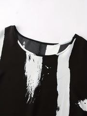 Bell Sleeve Brush Print Mini Dress