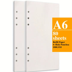 A6 Filler Paper 80 Sheets 160 Pages Blank Loose Leaf Refills