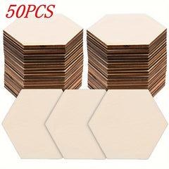 50pcs Wooden DIY Honeycomb Polygons for Home Decoration and Painting