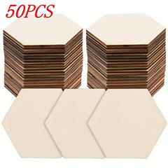 50pcs Wooden DIY Honeycomb Polygons for Home Decoration and Painting