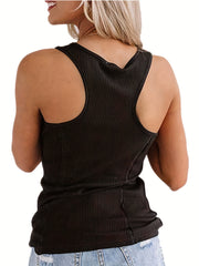 Solid Tank Top Scoop Neck Sleeveless Summer Top