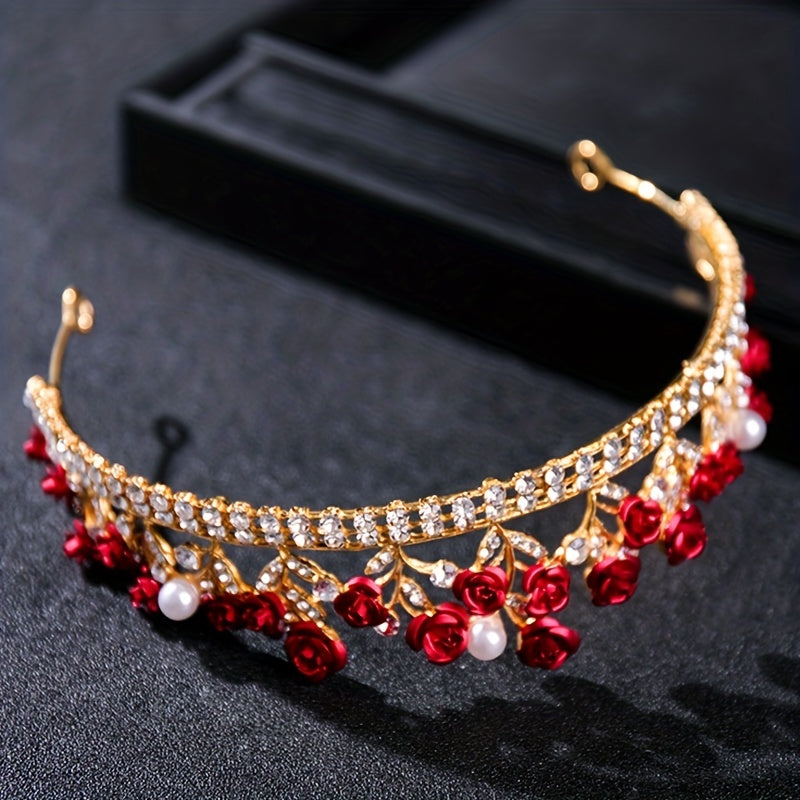 Red Rose Flowers Children s Crown For Girls