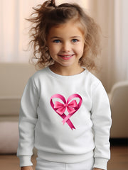 Girls Heart Pattern Crew Neck Sweatshirt For Spring Fall Christmas Gift