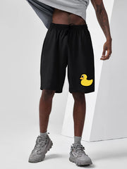 Casual Street Cartoon Print Stretch Drawstring Shorts