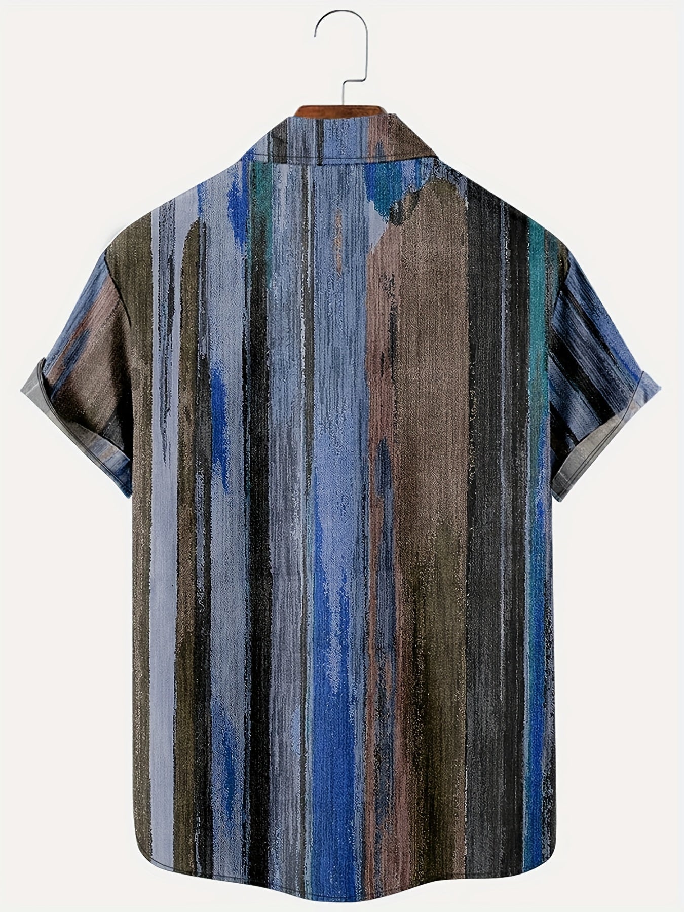 Vintage Style Stripe Print Men's Short Sleeve Shirt