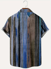 Vintage Style Stripe Print Men's Short Sleeve Shirt