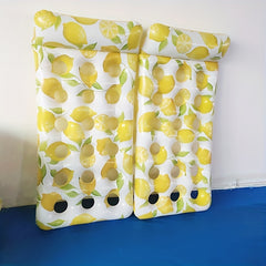 Lemon Print Inflatable Pool Lounger for Relaxation and Tanning