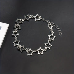 Hollow Star Chain Bracelet Silver Jewelry Gift For Girls