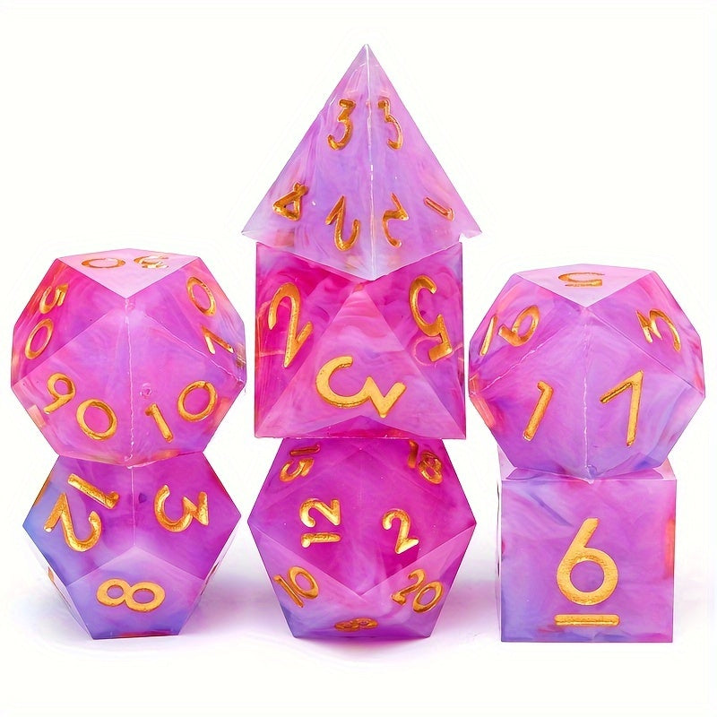 7pcs Sharp Edge Polyhedral Dice Set for Roleplaying Chess Game