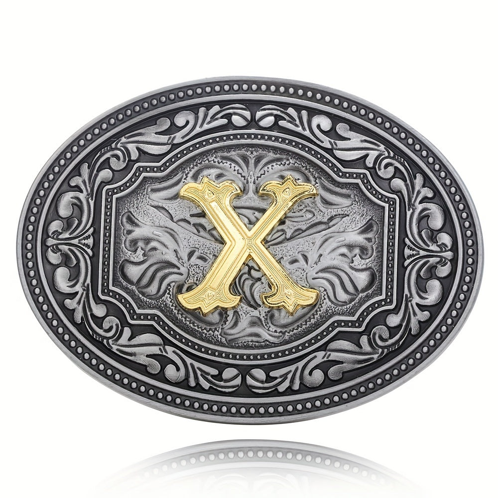 Men's Belt Buckle Initial Letter Retro Design