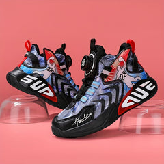 Boy's Block Basketball Shoes Rotating Buckle Breathable Non Slip Sneakers