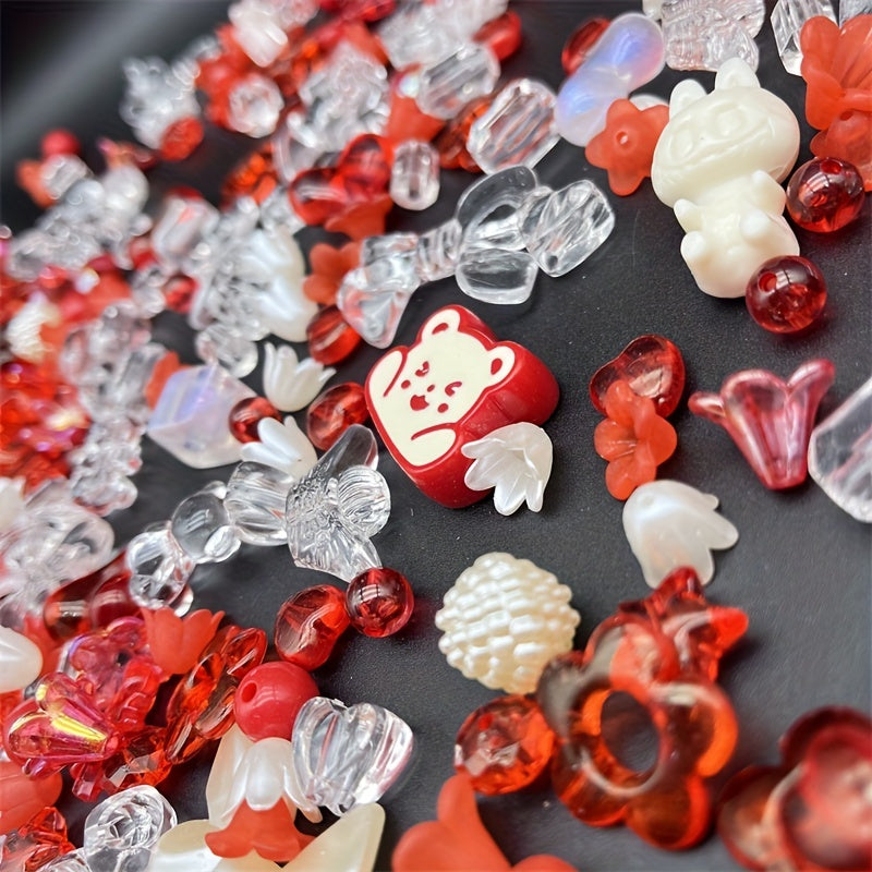 50g Transparent Solid Mixed Beads Bulk DIY Bracelet Necklace Material