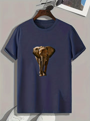 Elephant Print Men's Tee Shirt for Summer