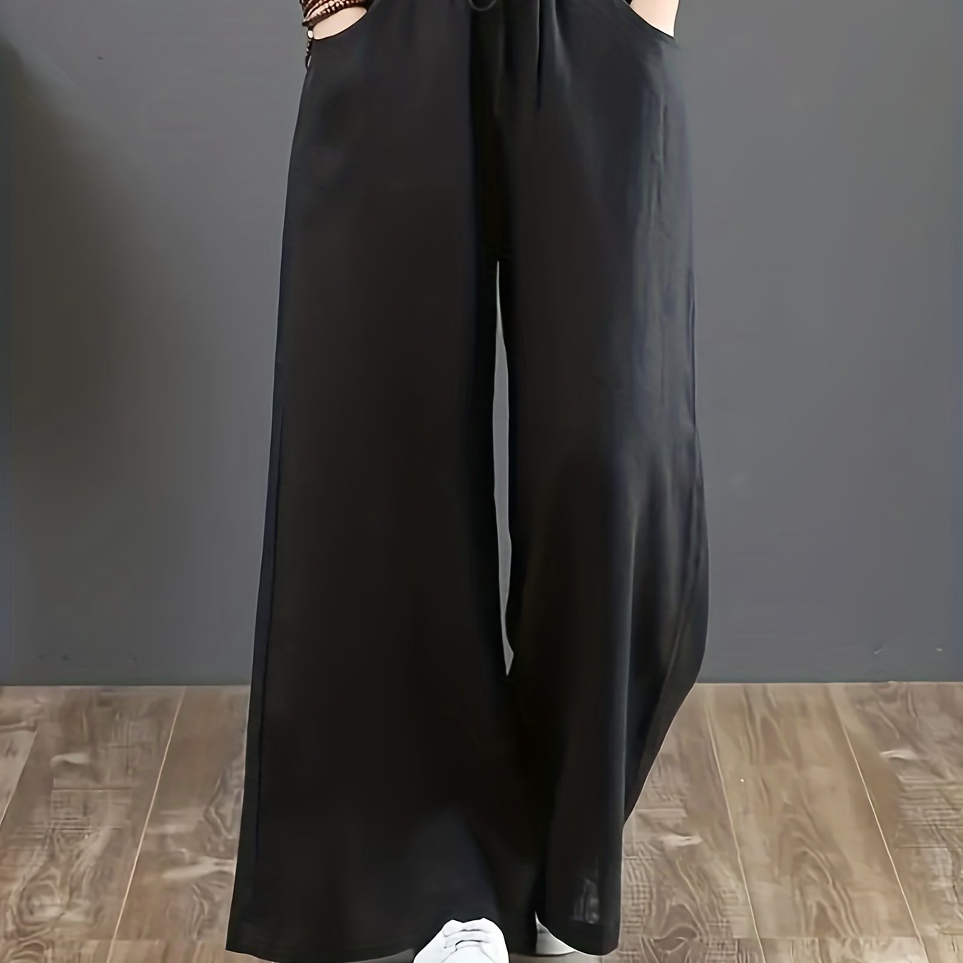 Minimalist Drawstring Wide Leg Pants Women's Clothing
