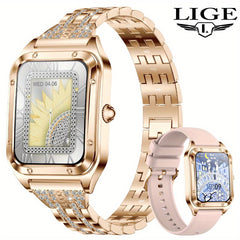 LIGE Crystal Smartwatch for Women - Large Screen, Call Answer, Message Notify