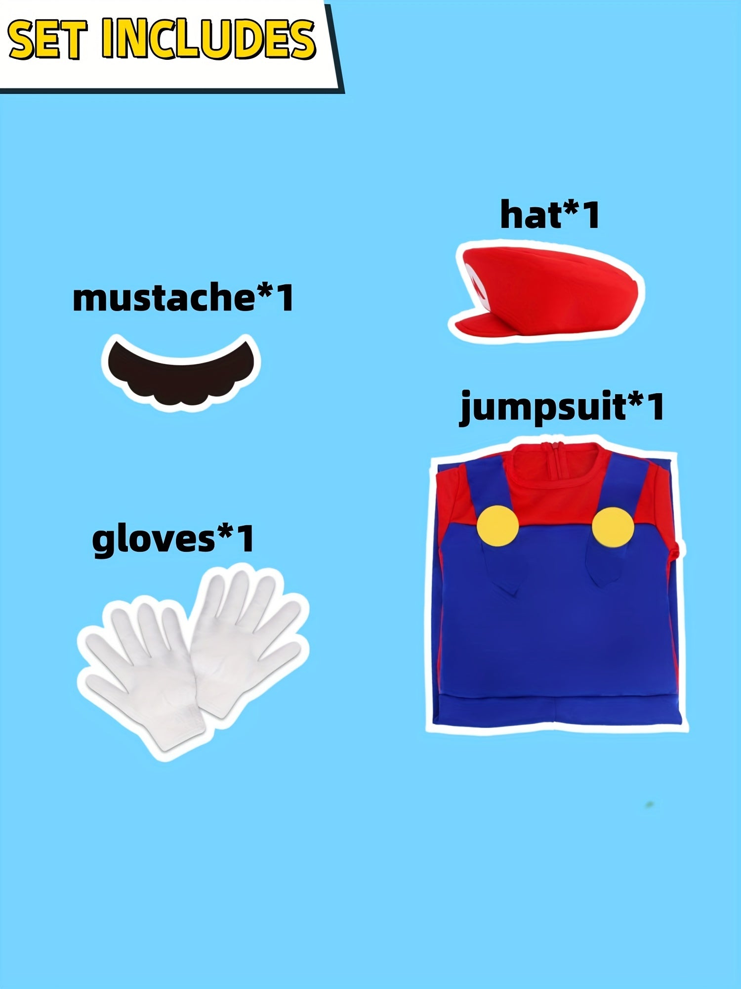 Boy s Plumber Cosplay Costume 4pcs Set Halloween Outfits