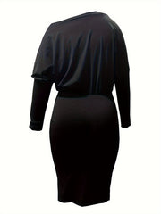 One Shoulder Ruched Dress Long Sleeve