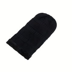 Men's Winter Plus Velvet Knitted Hat Neck Protection Windproof Woolen Warm Hat
