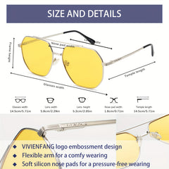 OUWEN Retro Square Polarized Aviator Sunglasses For Men Night Driving VF2207B