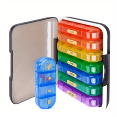 Weekly Pill Organizer 28 Grids Portable Medicine Container & Vitamin Holder