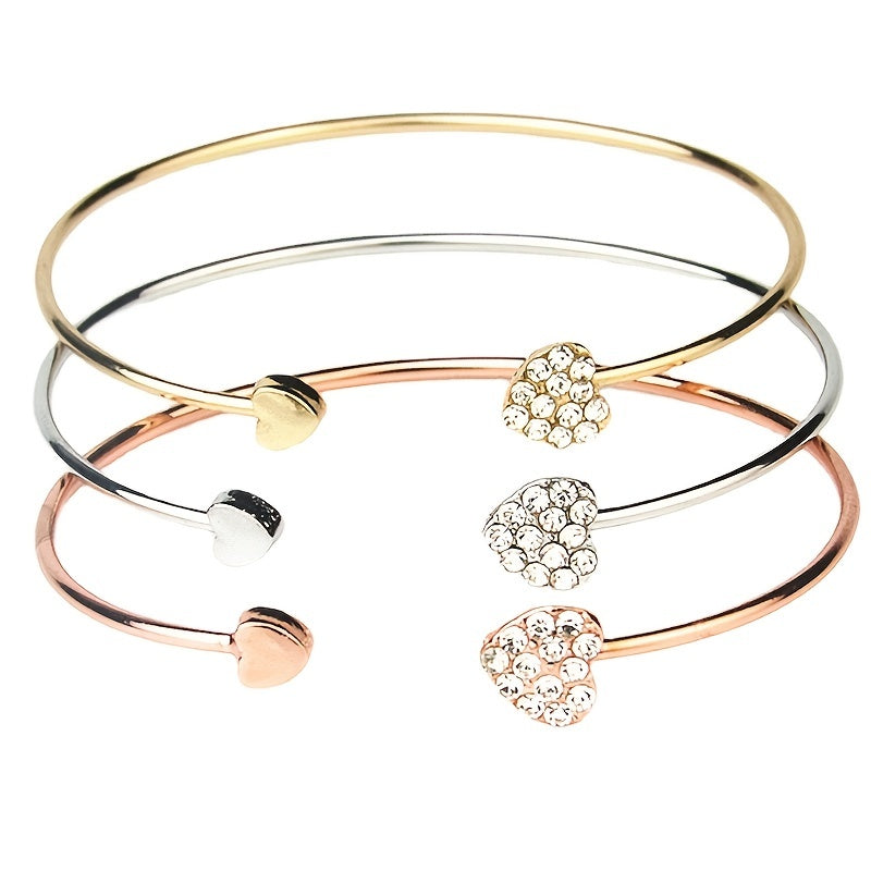 Love Heart Bangle Bracelet Hand Jewelry For Women