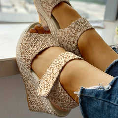 Stylish Women's Wedge Sandals with Hook & Loop Strap