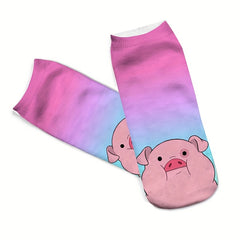 4 Pairs Pig Print Socks Low Cut Ankle Socks Women's Stockings