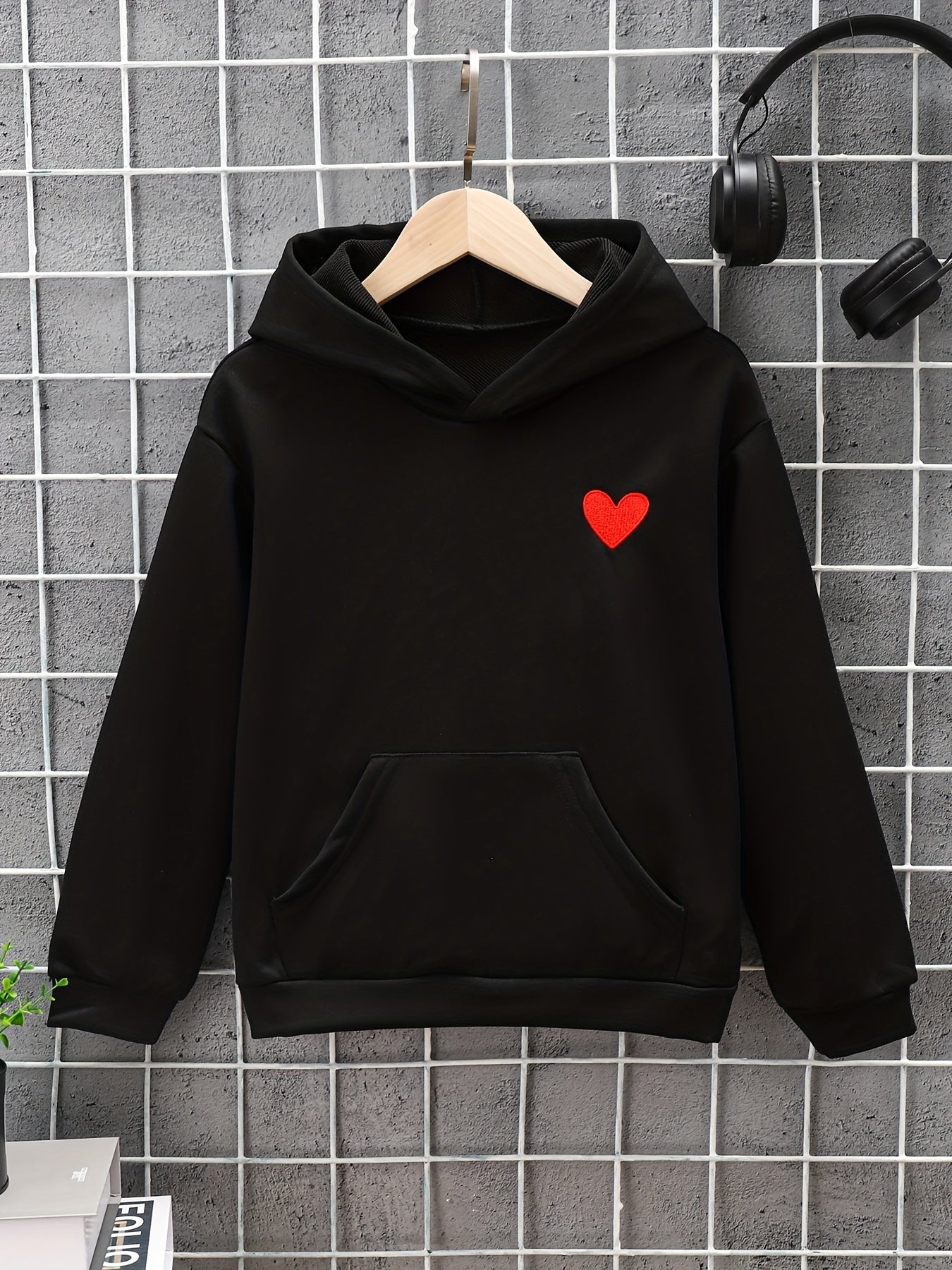 Boys Heart Graphic Hoodie Long Sleeve Sweatshirt