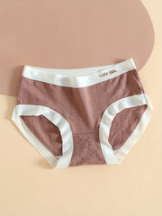5pcs Colorblock Textured Briefs Soft Intimates Panties Women's Lingerie
