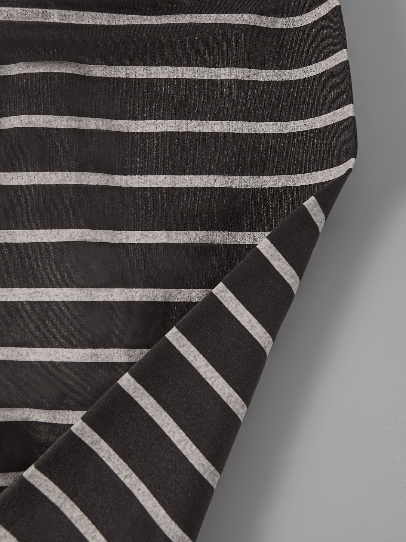 Striped Print Pajama Set Long Sleeve Crew Neck Top & Elastic Waistband Pants