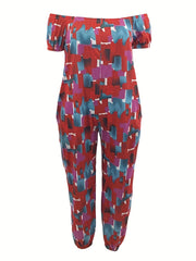 Casual Jumpsuit Women's Off Shoulder Bubble Sleeve Jumpsuit