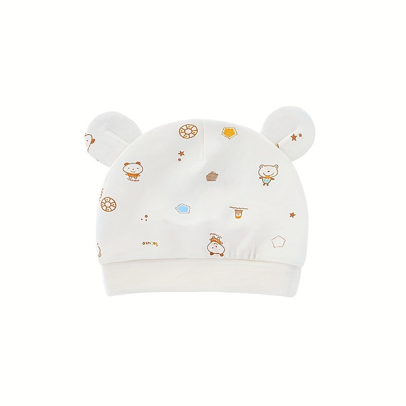 Cute Cartoon Print Thin Baby Fetal Cap for 0-3 Months